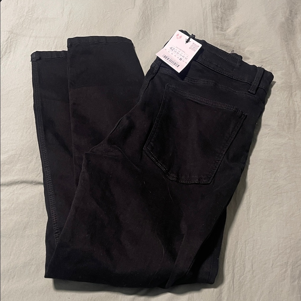 Zara Black Denim Jeans High-Rise Ankle Length